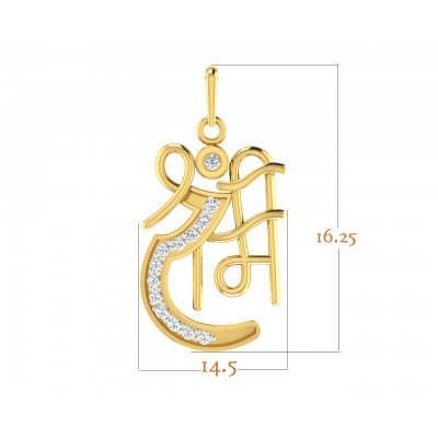 Propitious Shri Ram pendant in gold with diamonds